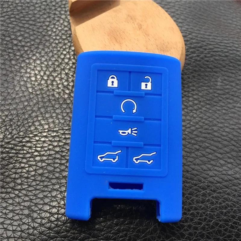 Silicone Rubber Key Cover Case Shell for Cadillac CTS ATS 28T CTS-V Coupe SRX Escalade Keys 6 Buttons Key Case