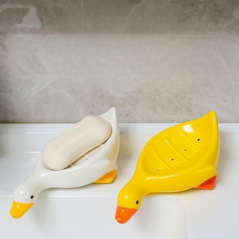 New Duck Shape Soap Box Cartoon Soap Dish Drainable Soap Holder Soap Container Soap Dish for Tray Bathroom Accessories