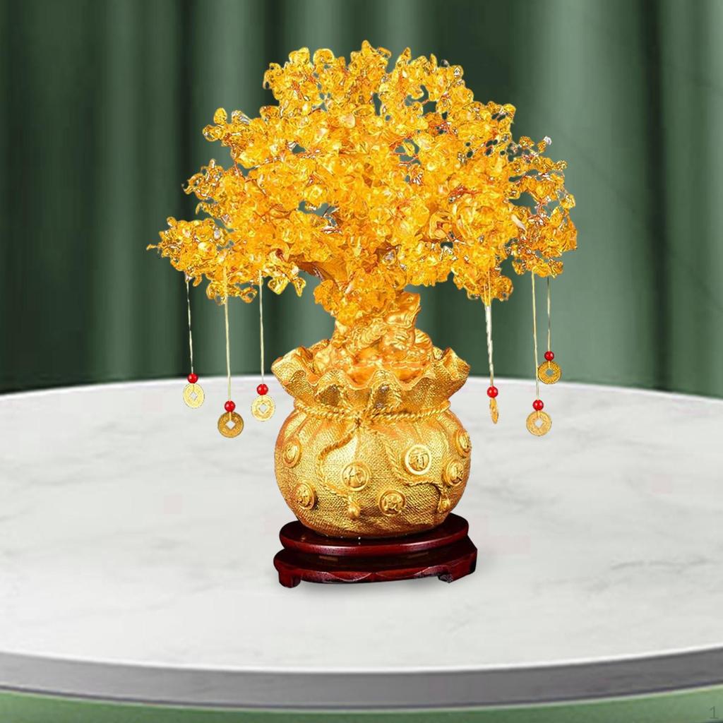 Money Tree Statue ,Lucky Figurine, Ornament Wealth Sculpture for Study Room