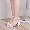 Summer Simple Block Heel Sandals Open Toe Ankle Strap Casual Fashion Women Shoes Comfortable Durable Design