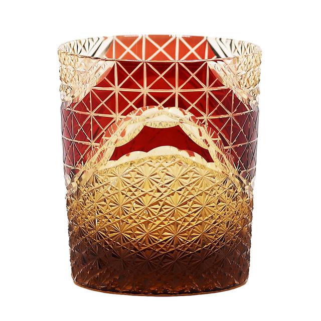 

Edo Kiriko-Multi-Color Drinking Glass, 9 Ounces, Amber Red Crystal, Whisky Glass, Scotch Glasses With Gift Box 201-300ml червоний