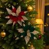 Velvet Christmas Poinsettia 29cm Xmas Tree Ornaments Artificial Christmas Flower  Home Decoration