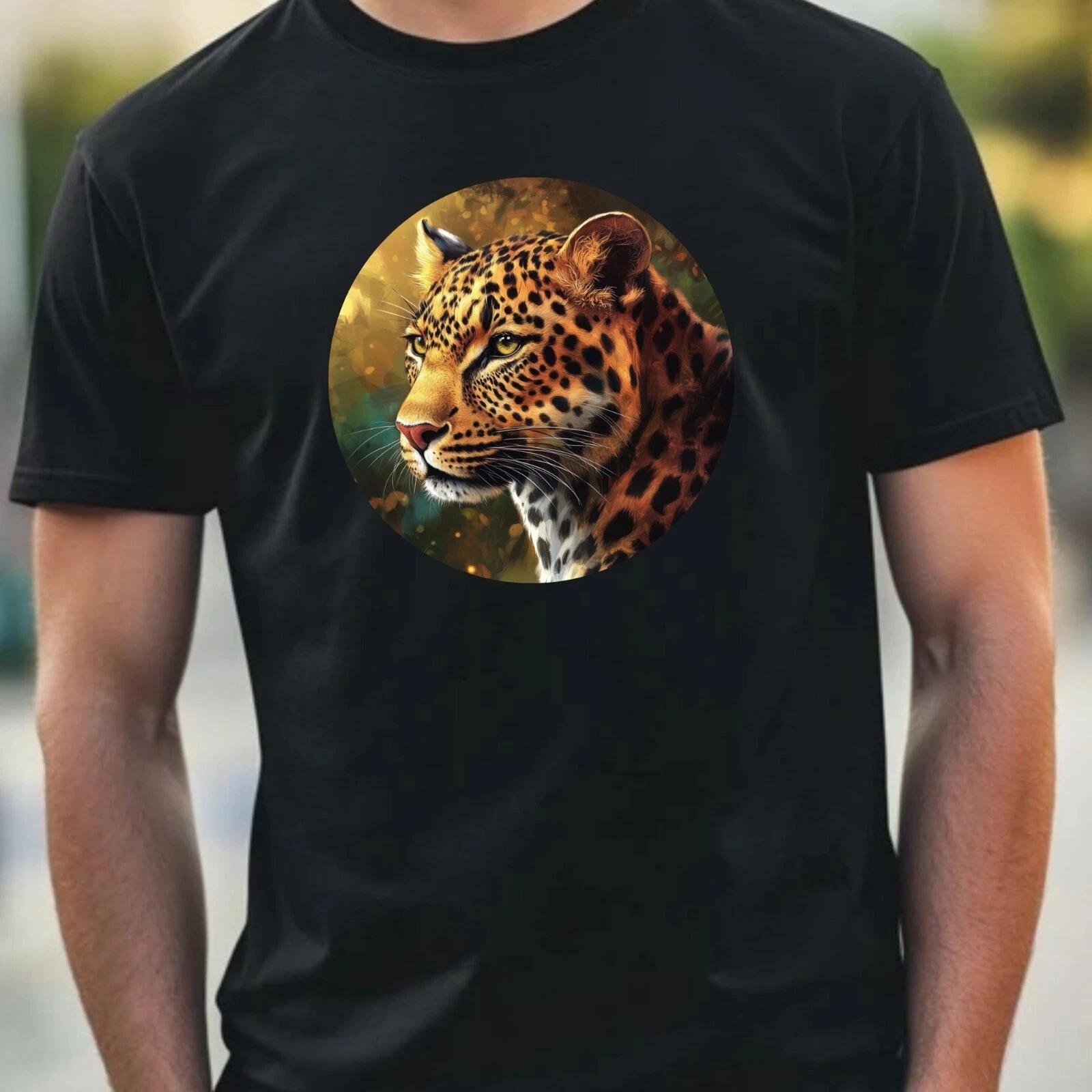 T-Shirt Herren Leopard Portrait Motiv Baumwolle Größe XS bis 5XL L
