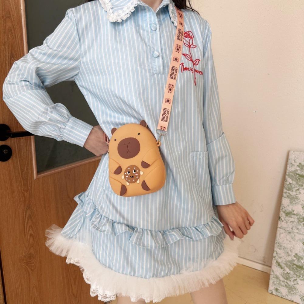 Portable Capybara Coin Purse Cute Small Item Bag Creative Silicone Shoulder Bag  Girls