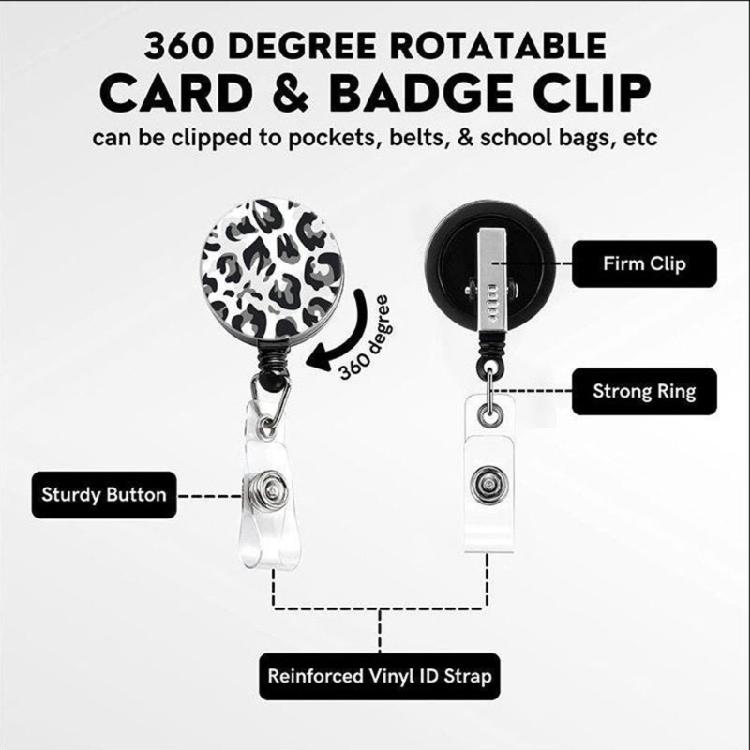 Leopard Print Lanyard with Identity Card Holder Retractable Badge Reel Card Holder with Removable Lanyard for Office