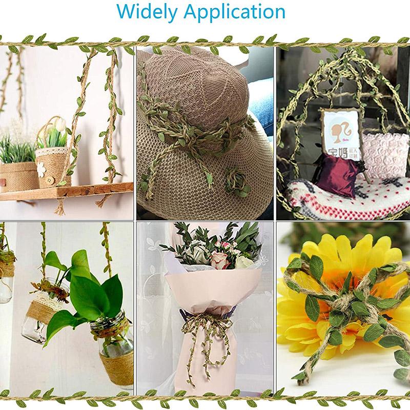 5M Artificial Leaves Vines Ribbon Gold Leaves Trim Rope For DIY Garland Gift Wrapping Party Wedding Home Decorations