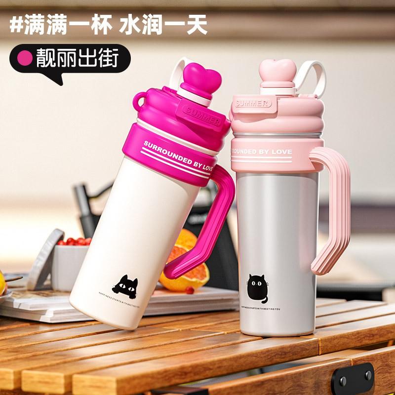 700ml Stainless Steel Insulated Tumbler With Straw Tea Infuser Handle Women Office Travel Outdoor Use