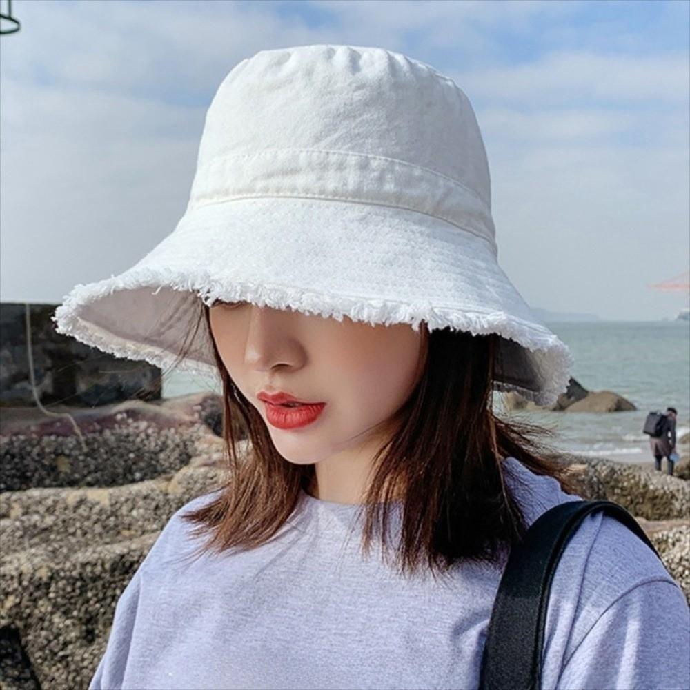Big Brimmed Jeans Fisherman Hat Sunscreen Sunscreen Hat Retro Denim Bucket Hat  Girls