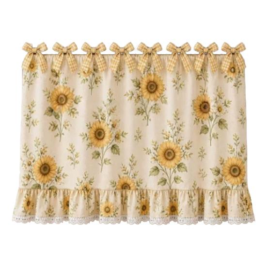 Oven Skirt with 7 Ribbon Ties Mushroom Flower Pumpkin Pattern Farmhouse Kitchen Decorative Cabinet Dishwasher Appliance Oven Curtain