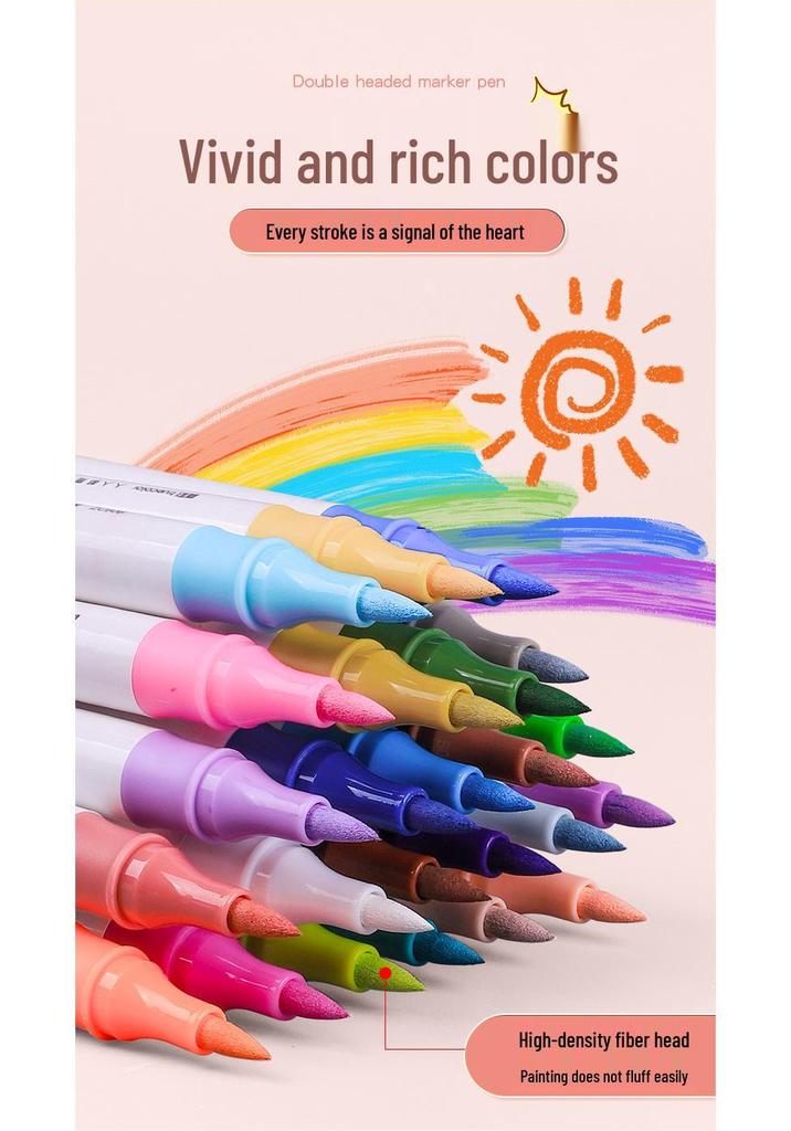 Dual-Color Acrylic Marker Pens - 24 Dual-Tip Soft-Tip Colors for DIY Shoes, Clothes & Graffiti