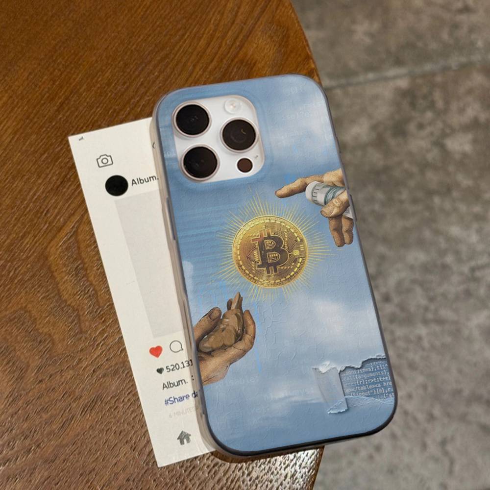 Bitcoin Retro Logo For IPhone 15 16 17 14 13 12 11 Pro Max 16E 16 Plus 17 Air Corrugated Shockproof Phone Cover