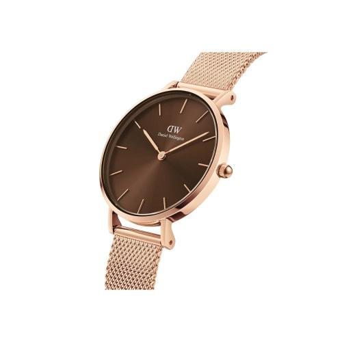 [Official Shop/2-Year Warranty/Authentic Import] Daniel Wellington DW Women's Petite Amber 32mm Watch, Stylish Rose Gold and Brown Watch, Popular, Cut