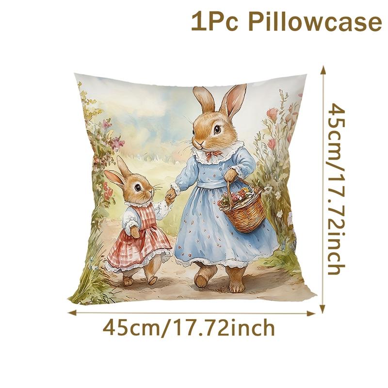 Easter Throw Pillow Cover Rabbit Eggs Decorative Pillowcase For Sofa Bed Cushion Case For Spring Holiday Home Decor Easter