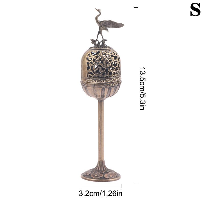 Metal Standing Crane Hollow Lamp Sandalwood Fragrance Censer Smoking Backflow Incense Holder Tea House Ornaments Home Decor