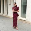 Frühling und Sommer neue europäische und amerikanische Mode Blumenkleid Damen High-End-Gefühl tiefer V-Ausschnitt Kleid Temperament elegant
