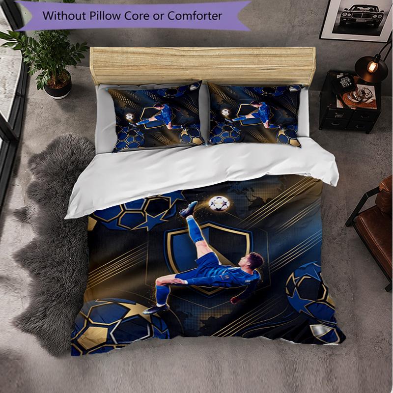 Set Lenzuola 3 Pezzi con Fantasia Cristiano Ronaldo Morbida Microfibra Copripiumino con Federe per Camera da Letto