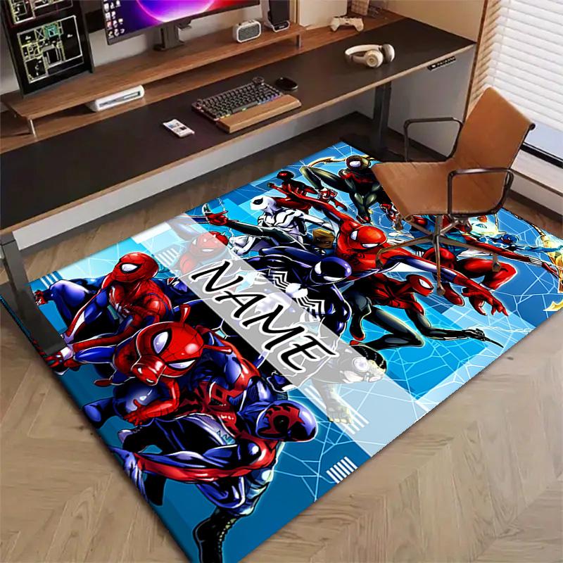 Custom Spider Man Mat Personalized Name, Polyester Washable Indoor Entryway Rug, Gift for Christmas, Easter, Thanksgiving Day