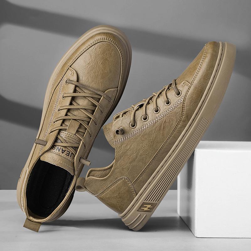 High End Brand Men's Genuine Leather Casual Shoes Simple White Wear-resistant Sole Men's Oxford Shoes Fashionable Sports Shoes