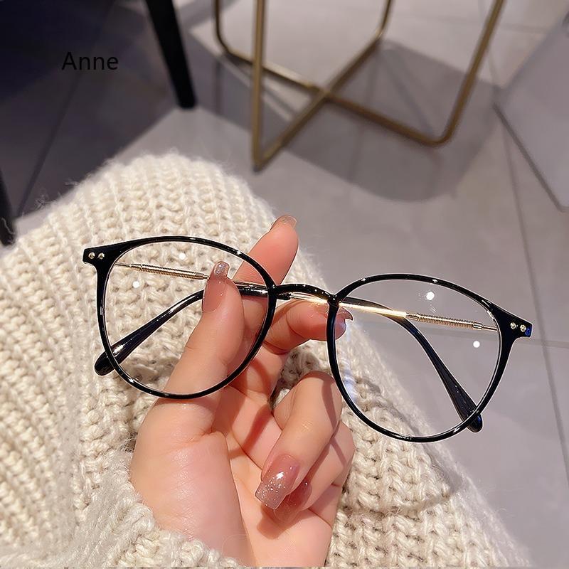 Ultralight Round Myopia Glasses for Women Retro Brown TR Frame Prescription 0 -4.0 Blue Light Blocking