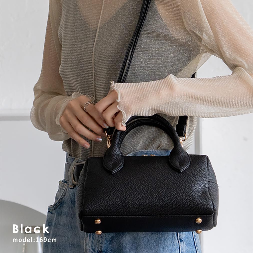 VITAFELICE Women's 2-Way Mini Boston Bag (inb-10158p) (Black)