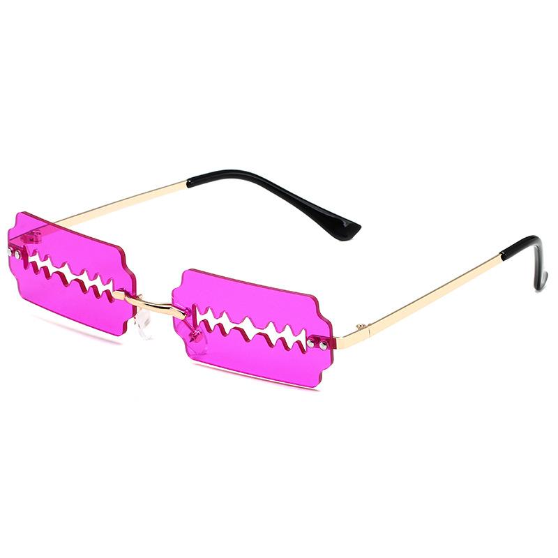 

1Pc Rimless Rectangle Sunglasses Women Personality Trend Unique Razor Blade Funny Sun Glasses Catwalk Party Hip Hop Eyewear Other фиолетовый