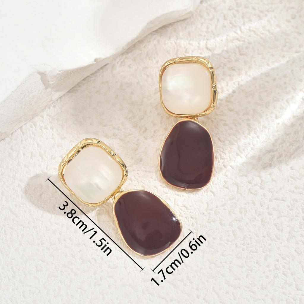 2025 New Geometric Fashion Women's Earrings, Niche High-end Setting with Red Gemstone Stud Earrings, Versatile Earrings for Women