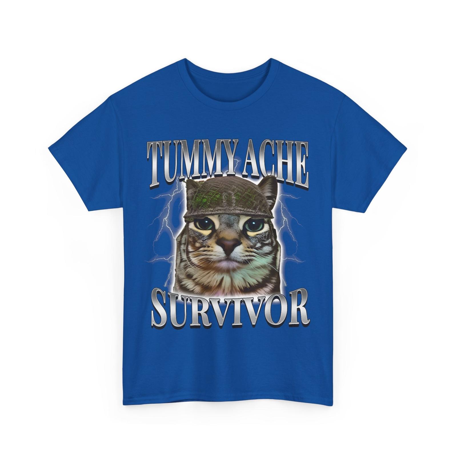 Tummy Ache Survivor Cat Meme Shirt, Cats Lovers Funny Saying T-Shirt S