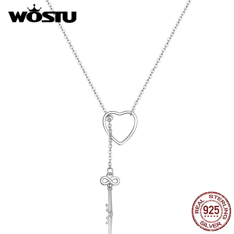 WOSTU Design 925 Sterling Silver Náhrdelníky s přívěskem Key to Your Heart pro milovníky dárků pro ženy