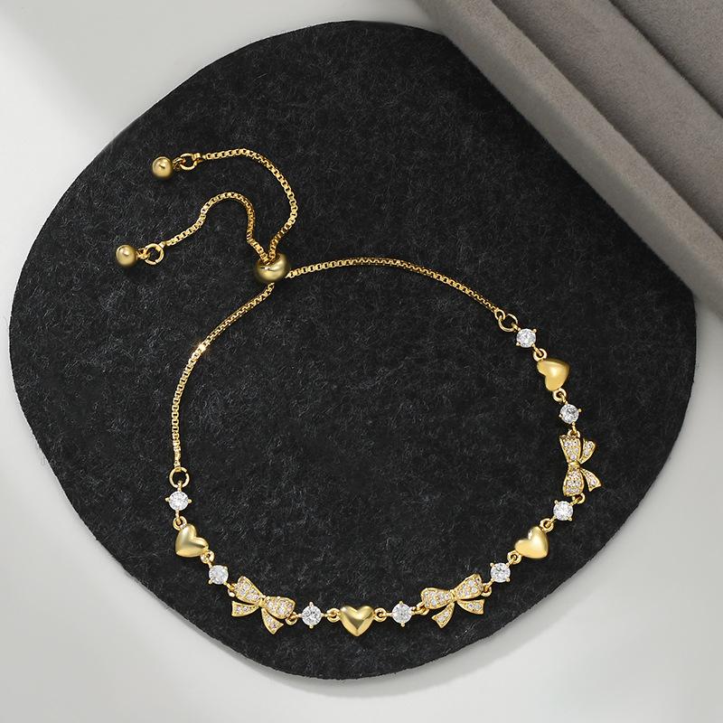 Adjustable Pull-out Bracelet Zircon Butterfly Heart Stylish Women's Chain Bangle Perfect Gift for 2026