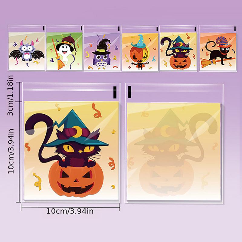 100Pcs Pumpkin Halloween Candy Bag Happy Halloween Party Decorations Kid Gift Trick Or Treat Candy Cookie Spider Ghost Bag