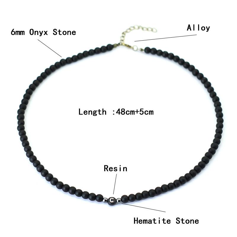 Nuova Collana Iniziale da Uomo 6mm Onice Pietra Naturale Collare Choker Hiphop Rock Collana Accessori Collo Nome Iniziale Colar Collana da Uomo