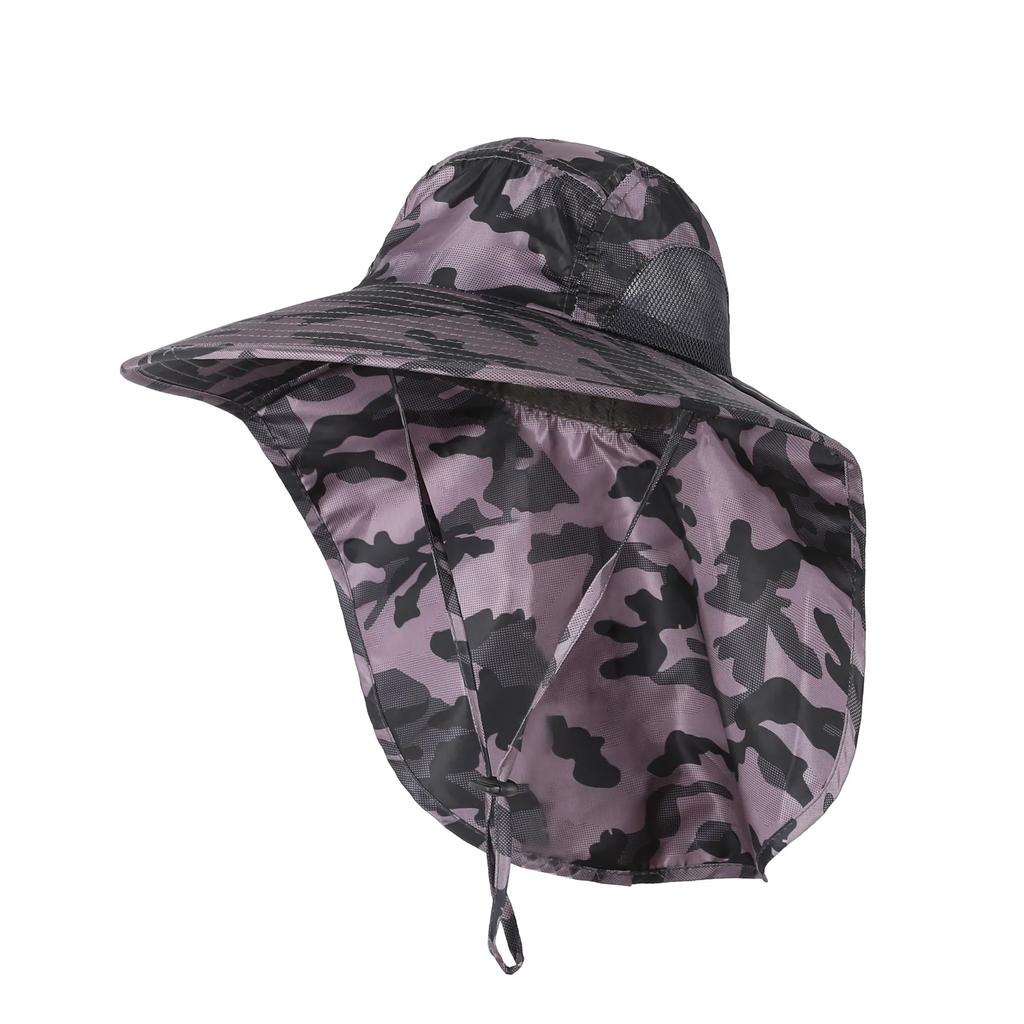 Wide Brim Sun Hat with Neck Flap for Men Women Adjustable Outdoor 50+UPF Protection Safari Cap Hiking Fishing Hat