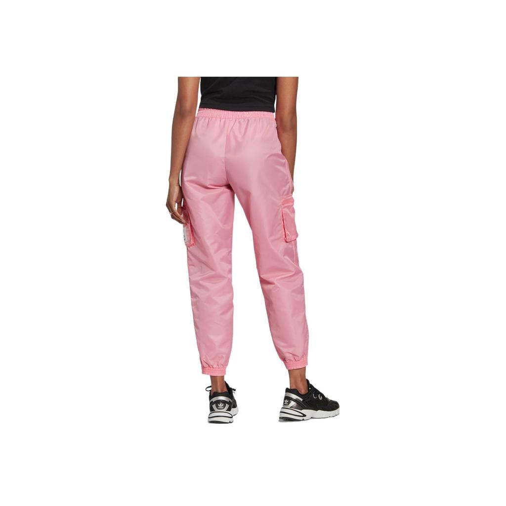 Adidas Originals Solid Color Pocket Logo Label Drawstring Cuff Sports Pants Women Bottoms Pink HL9068
