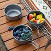 Ultralight Titanium Camping Pot Frying Pan Bowl Portable Lightweight Outdoor Cookware for Camping Hiking Picnic Cooking Supplies