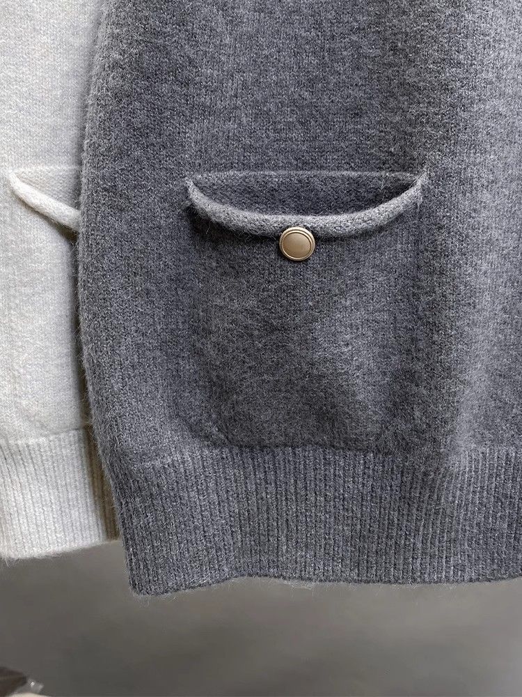 Unique Western-style Lapel Fried Dough Twists Vest Sweater Women's Autumn and Winter Slim Short Zipper Knitting Coat