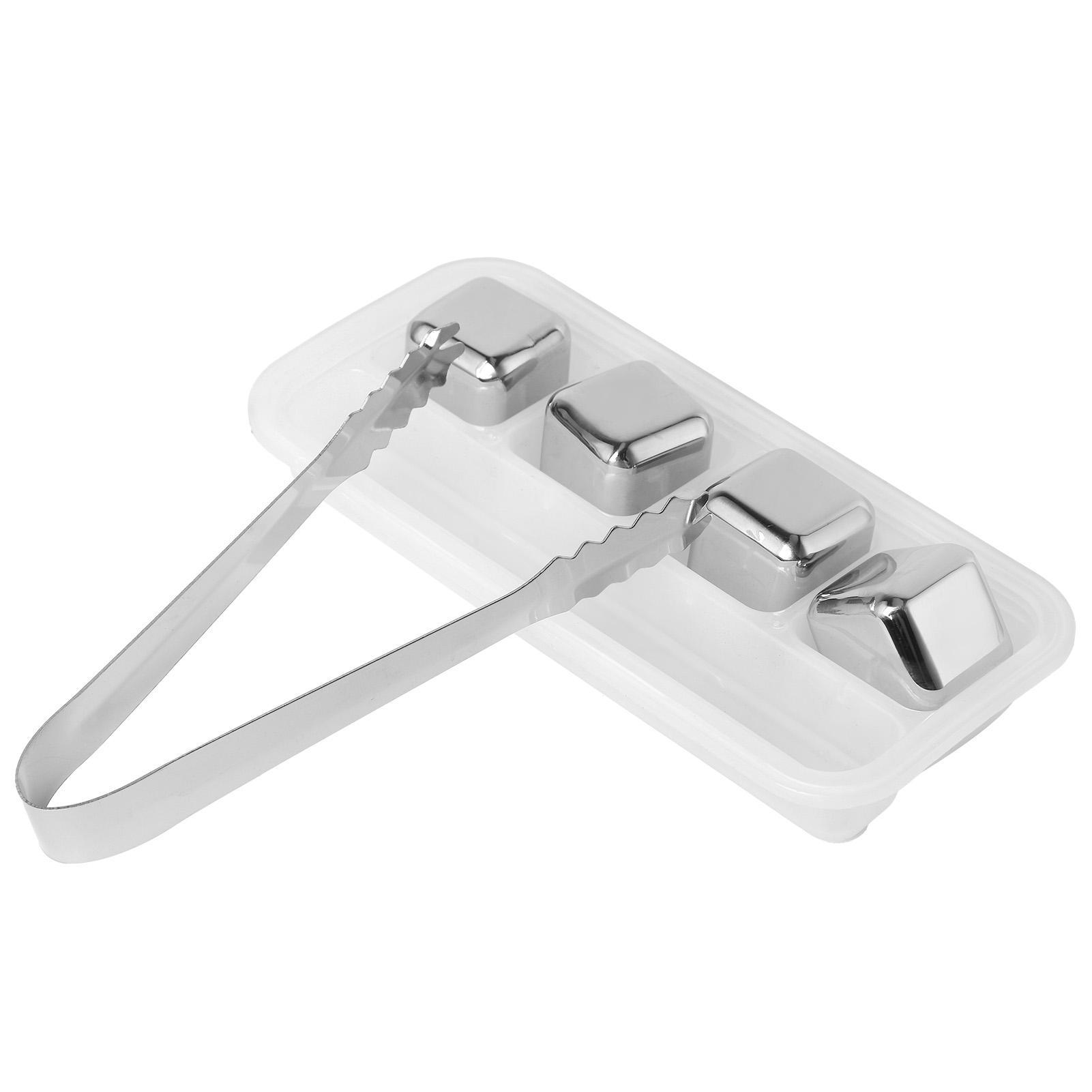 Stainless Steel Ice Cubes Reusable Whiskey Wine Chilling Stones with Ice Tong Storage Box Type 2
