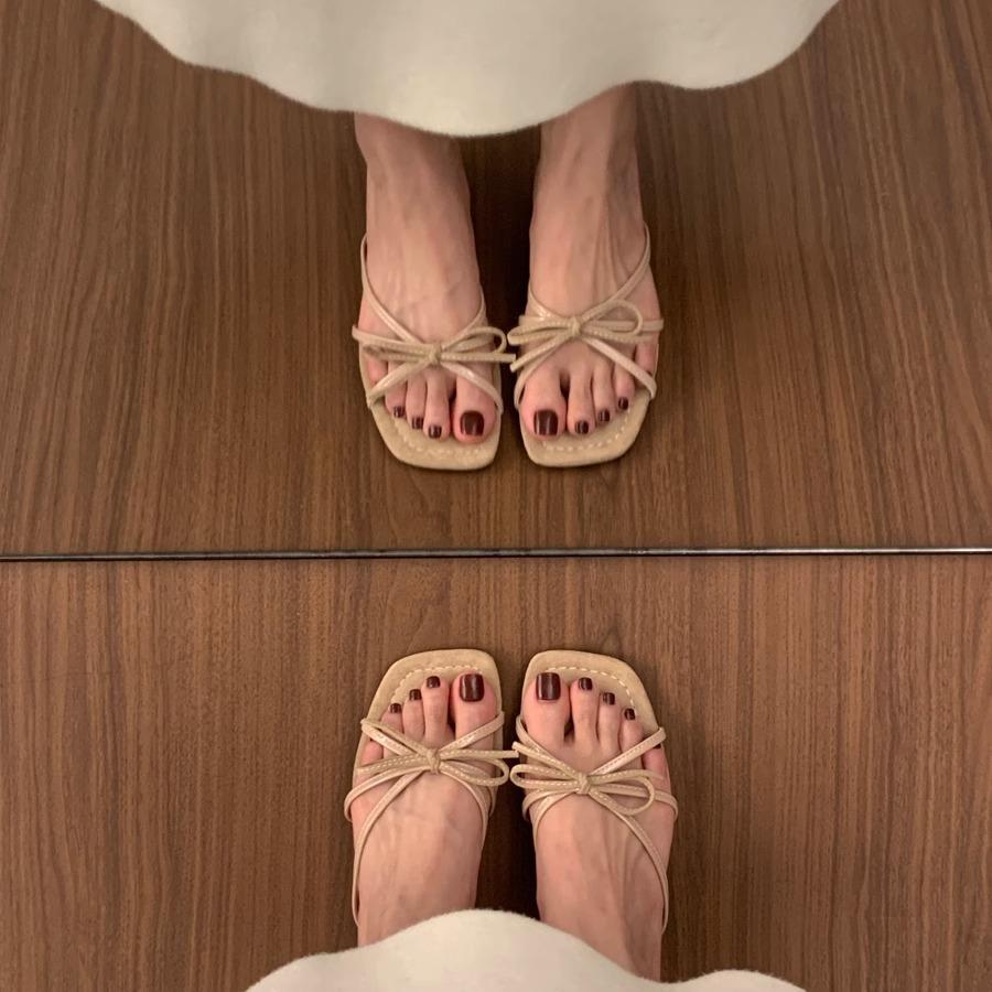 Sheepskin version~ French cross-strapped red Mary Jane shoes flat single shoes women's shallow mouth evening wind fairy ballet shoes