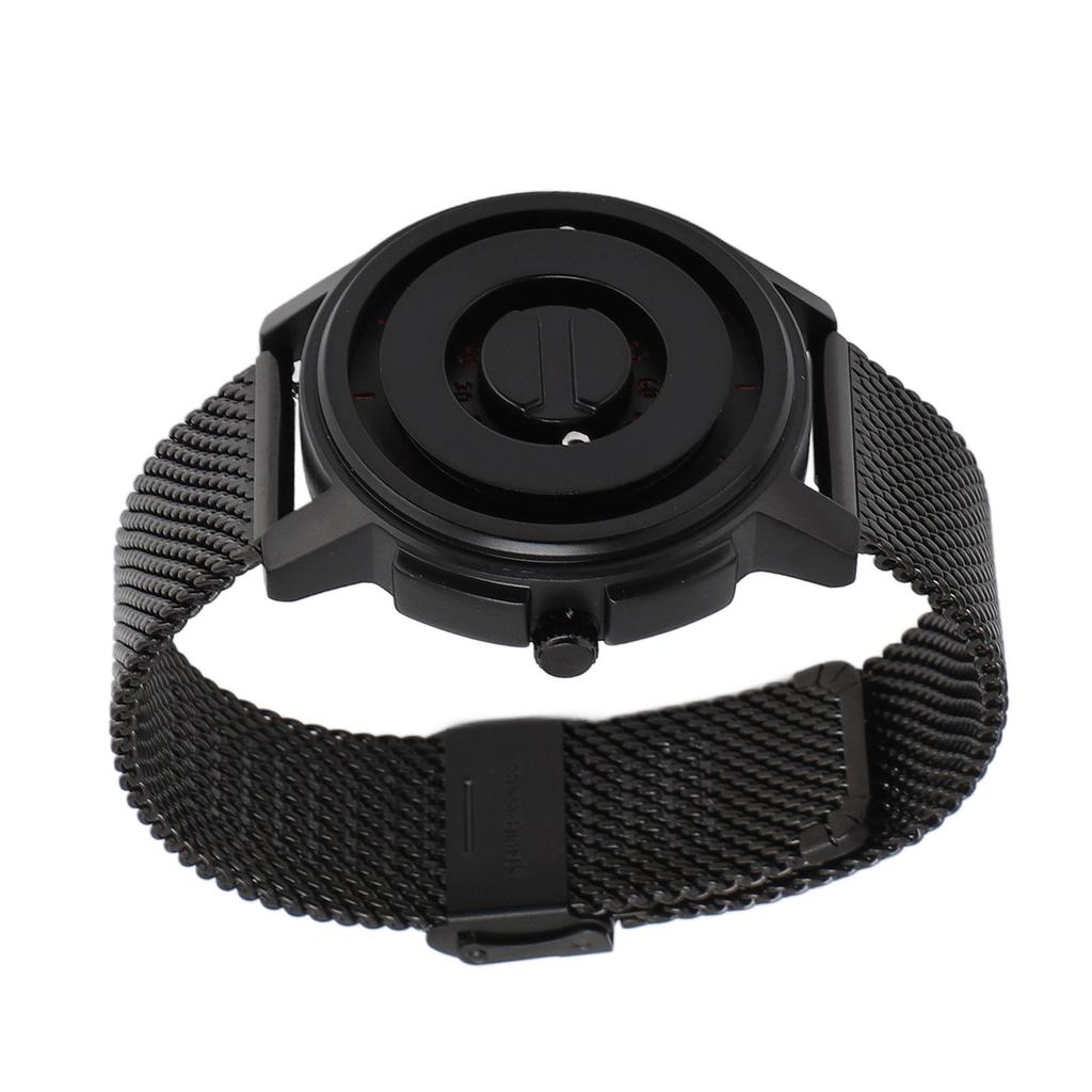 Reloj Flotante de Cuentas Magnéticas Correa de Acero Inoxidable Resistente al Agua 30 Metros Diseño de Agujas Único Reloj de Cuarzo Unisex Negro