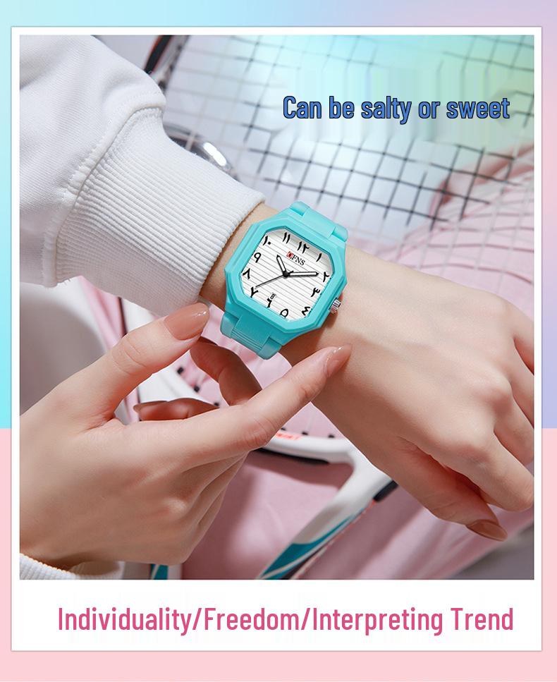 OFNS Quartz Watch: Student Style, Calendar, Square Dial, Arabic Numerals, Luminous, Waterproof, Middle Eastern Bestseller