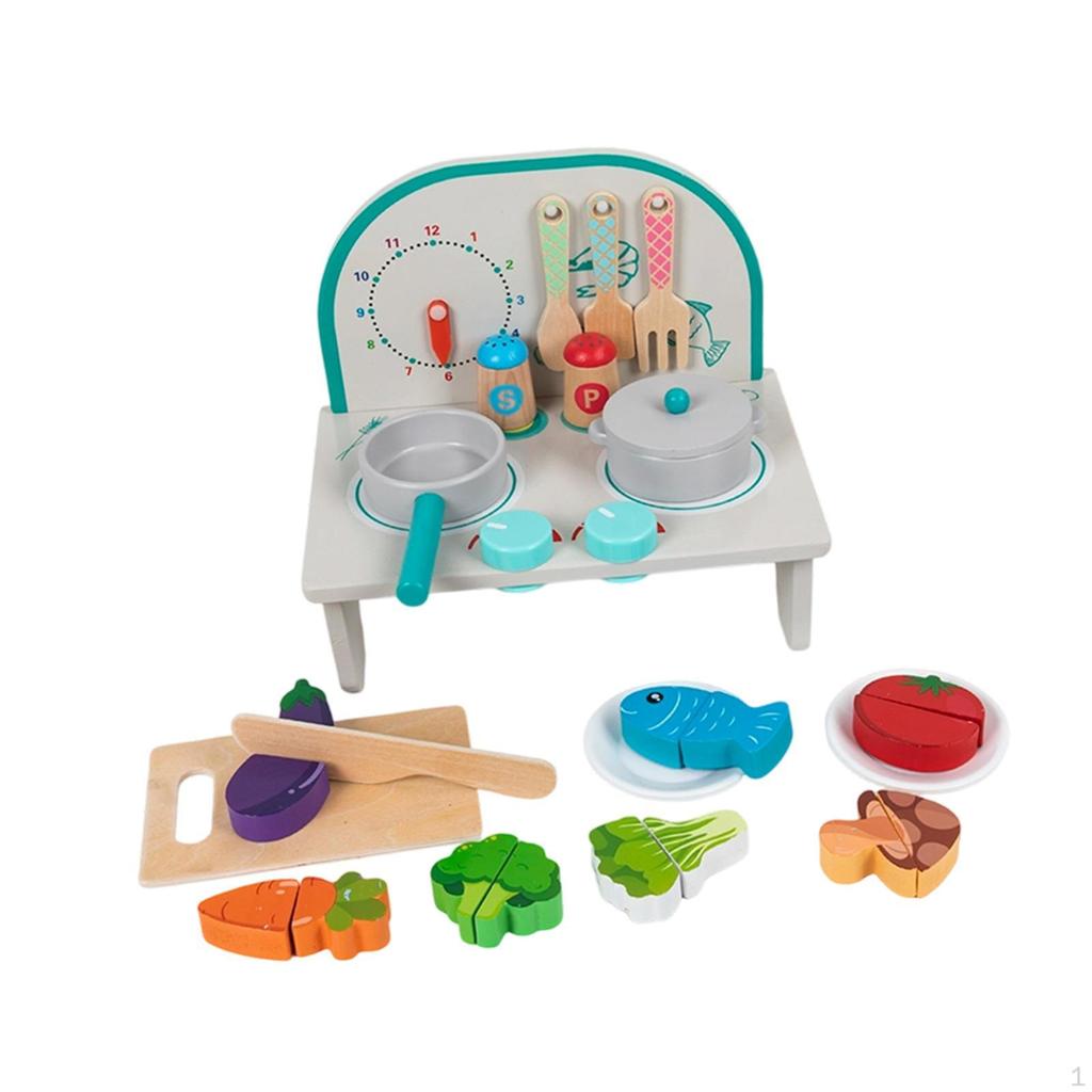 Playset Cooking Birthday Gift Kindergarten DIY Model Preschool Realistic Pretend Play Wooden