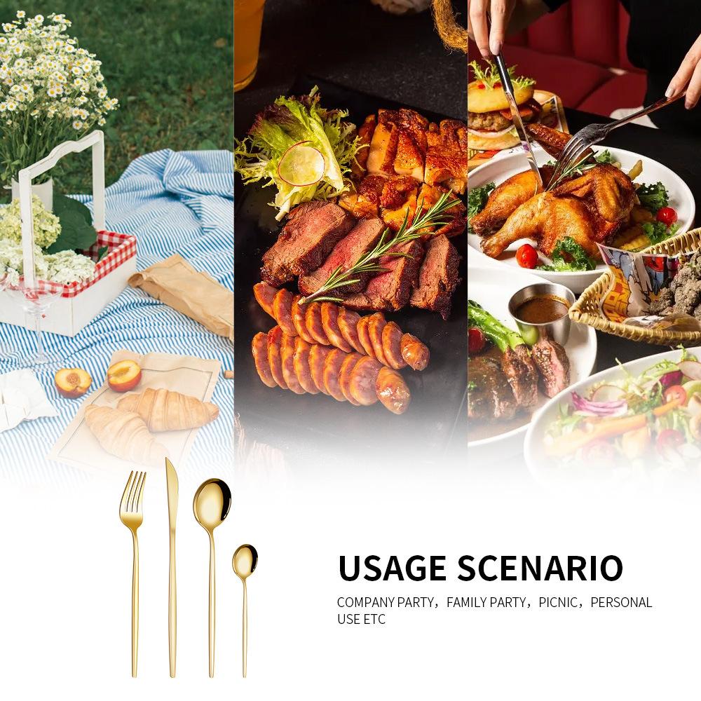 24pc/pack Titanium Plated Gold Gift Box Stainless Steel Knife Fork Spoon Tableware Flatware Set Festival Kitchen Dinnerware Gift