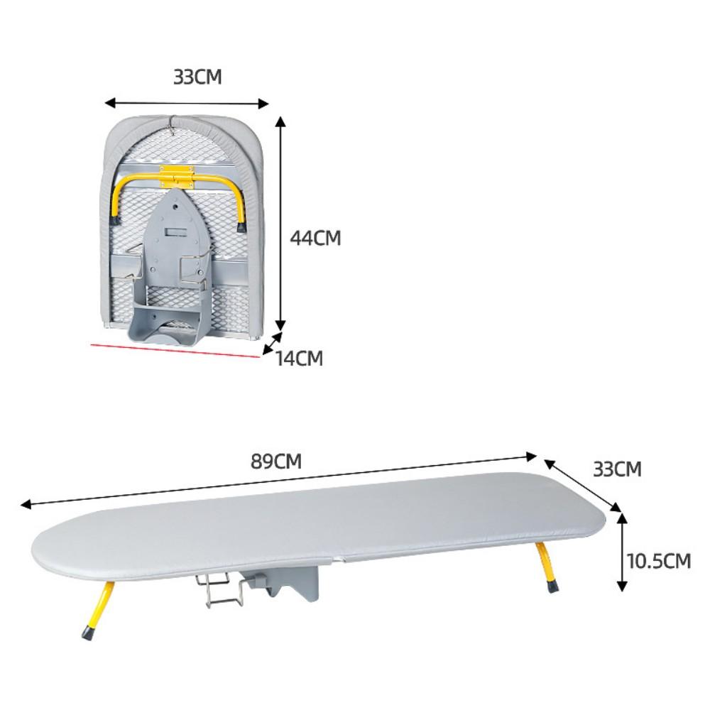 Folding Desktop Ironing Board, Wall-mounted Steel Mesh with Iron Stand, Space Saving, Convenient Laundry Hooks