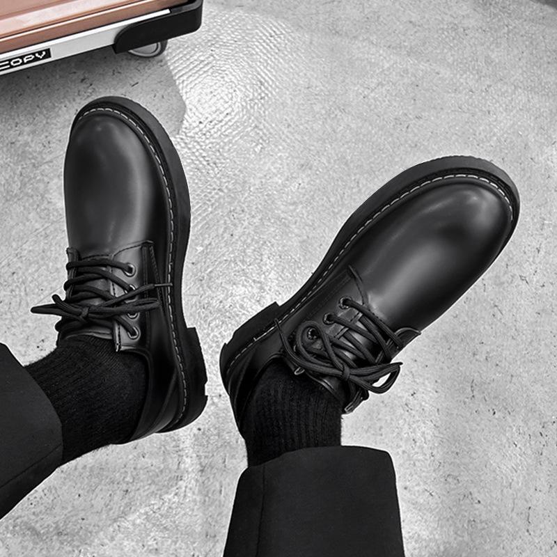Men's Casual Black Leather Martin Boots - Small, Formal, Business, Work Shoes