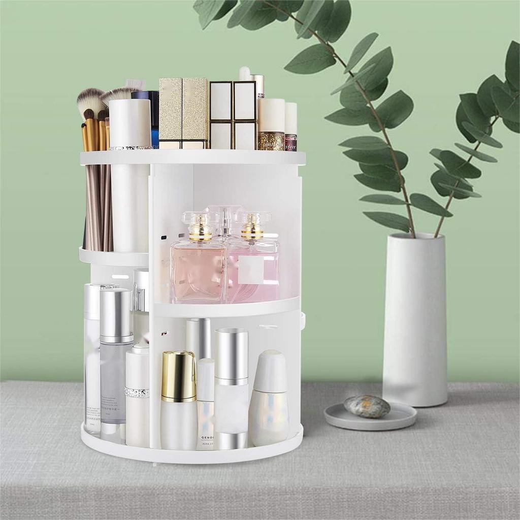 1pc 360 Spinning Makeup Organizer, Lazy Susan Rack Cosmetic Carousel Storage Shelf, Great for Countertop and Bathroom, Clear