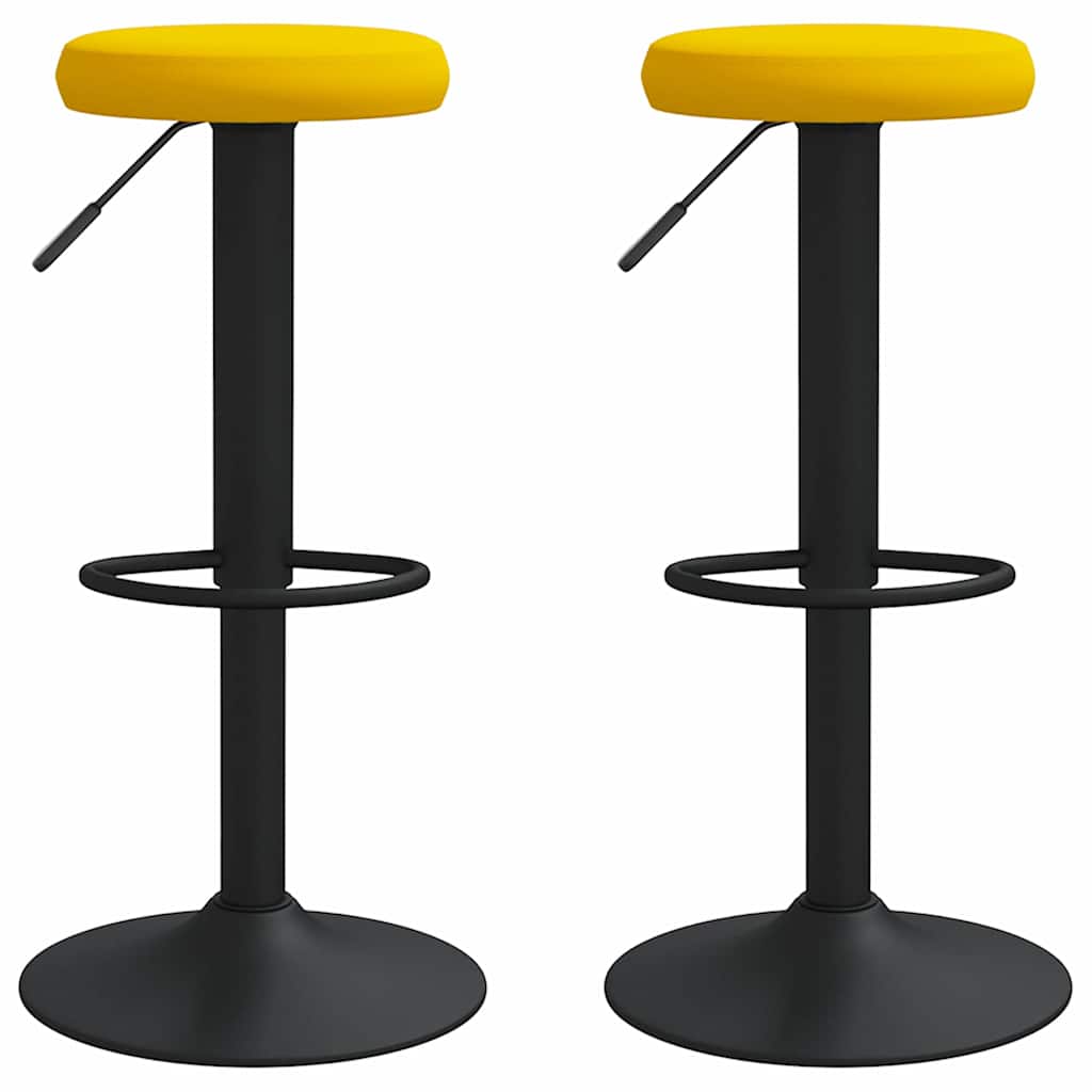 Bar Stool 2 Pcs Mustard Yellow Velvet