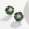 JMXD Französische Perlen Kamelienblüten Ohrstecker Leichter Luxus Grüner Tee Thema Einzigartig Elegant für Damen Modischer Schmuck