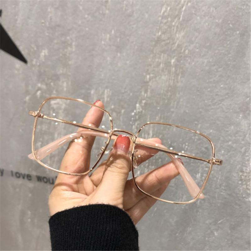 Big Size Square Myopia Glasses for Women  Anti Blue Light Computer Eyeglasses Metal Frame Prescription Eyewear 0~-6.0 Diopter