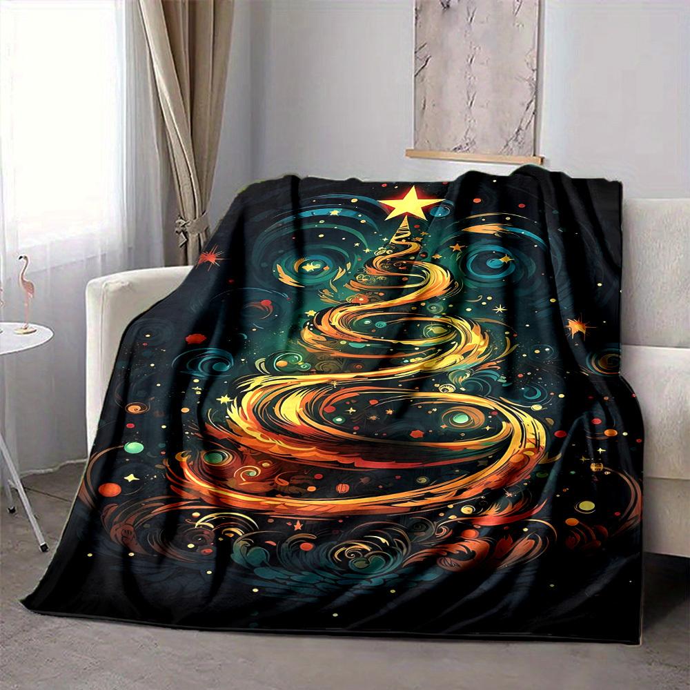 1pc Christmas Tree Blanket, Lightweight Flannel Throw Blanket for Sofa, Bed, Travel, Camping, Living Room, Office, Couch, Chair, and Bed