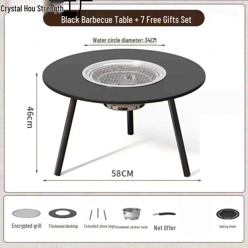 Multifunctional Folding Charcoal Table for Tea Brewing & BBQ - Camping & Picnic Essential with Protective Gear