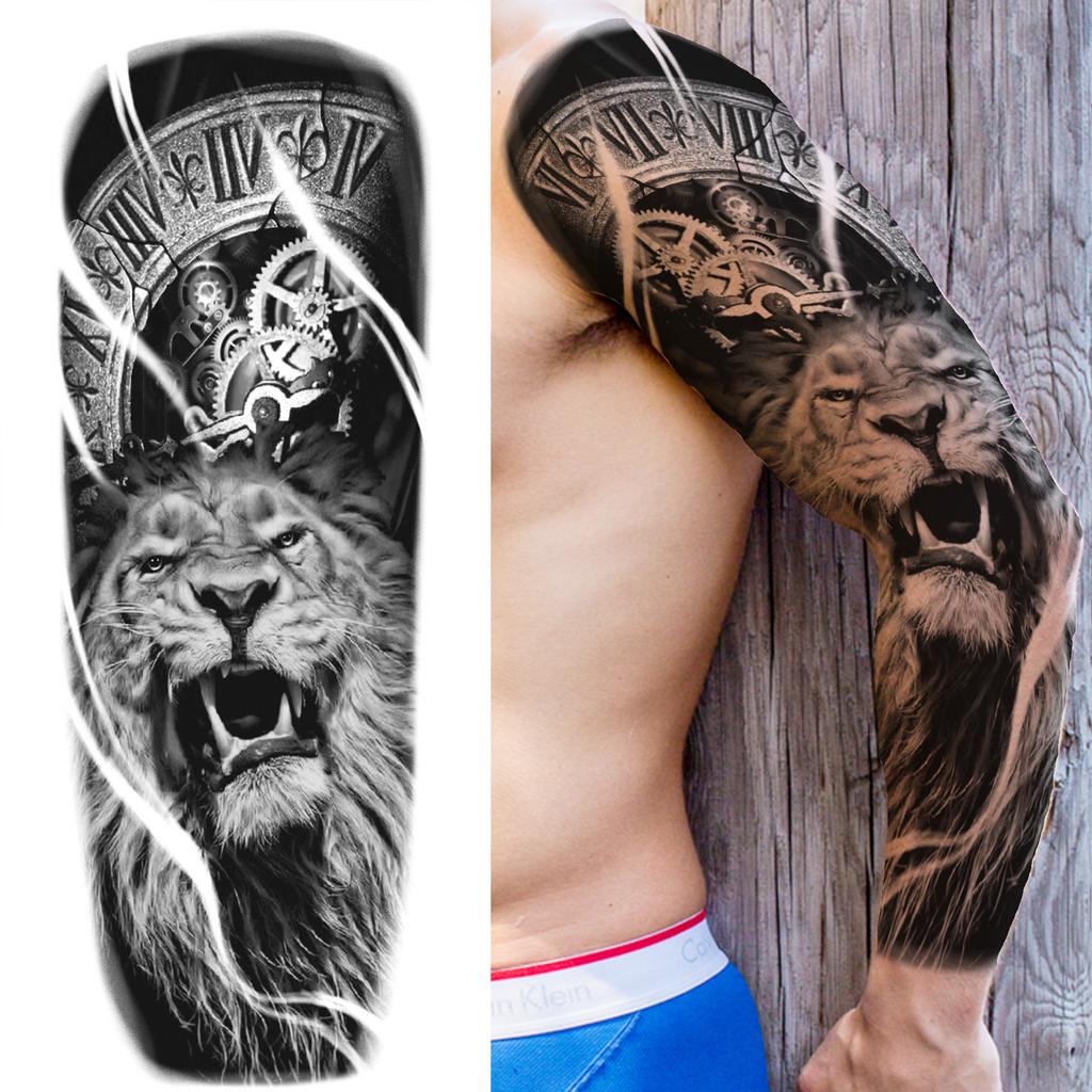 1 Blatt Stammestotem Vollarm Temporäre Tattoos Für Frauen Männer Fake Ärmel Maori Tattoo Aufkleber Körperkunst Zeichnung Oberschenkel Bein Groß